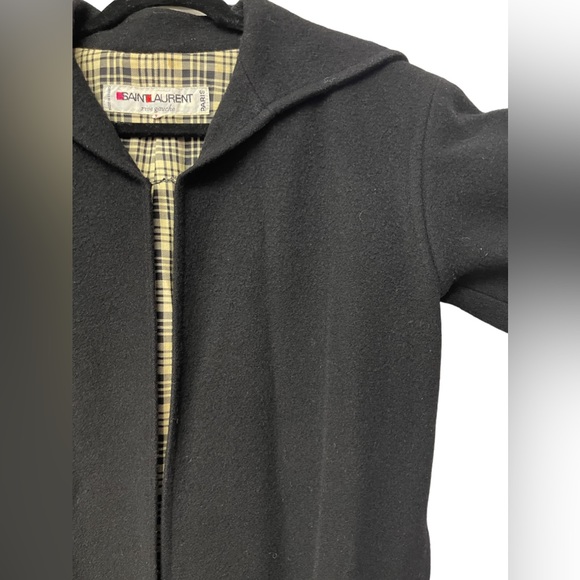 Vintage Saint Laurent Rive Gauche Paris Women’s Black Pure Cashmere Coat Size 34 - Picture 6 of 10